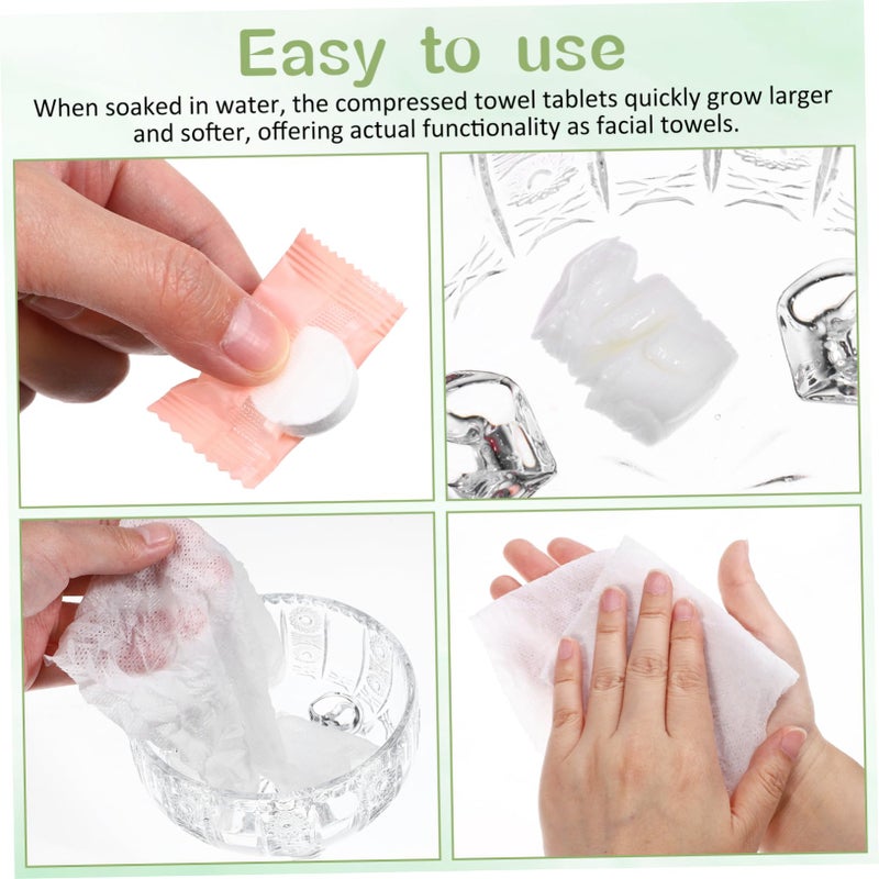 Compressed Face Towels 100pcs Disposable Mini Towel Tablets For Travel Camping - Image 3