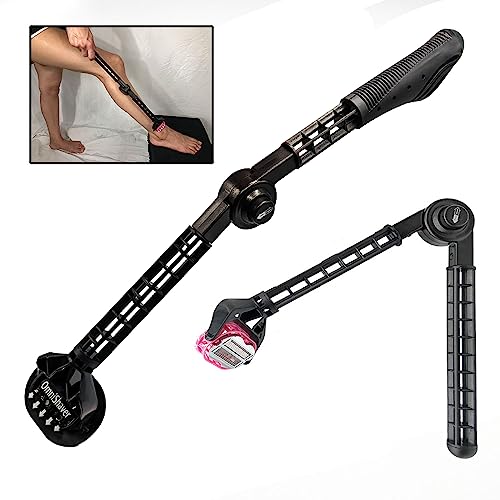 OmniShaver Extender Handle - Full Body Shaver for Men & Women with 20" Extension Holder - Adjustable & Foldable, Includes Detachable Lotion Applicator for Back, Legs, Arms, Articulating Head - Pink - Image 1