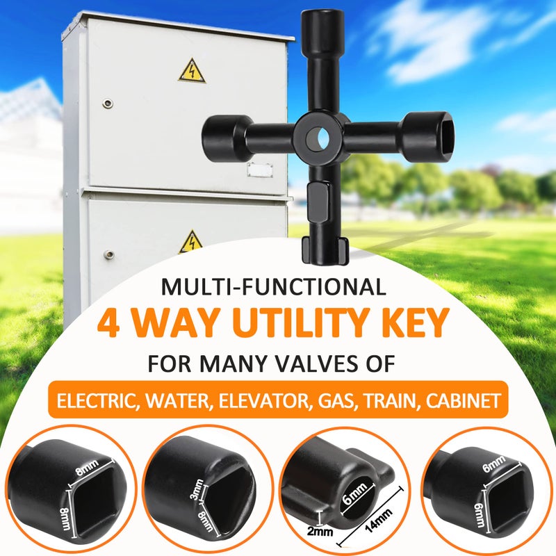 Winisok 17 Inch Water Meter Key With 4 Way Multi-Functional Utilities Key, Enforced Rebar Water Shut Off Tool Wrench T-handle for Curb Main and Water Meters, Underground Stop or Waste Valves - Image 5