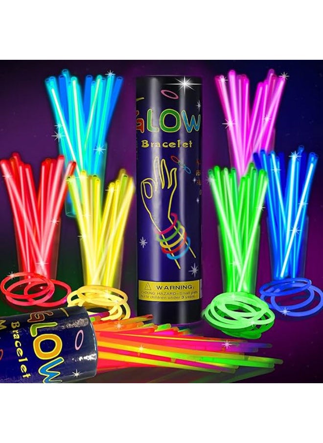Generic EXPECTRO 100pcs Glowsticks Bulk Party Favours 8" Glow In The Dark Party Supplies, Light Sticks For Neon Party Glow Necklaces And Bracelets (100pcs Glow Sticks with 106pcs Connectors) 