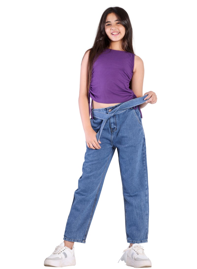 JBS DENIM Girls blue ribbon jeans - Image 1