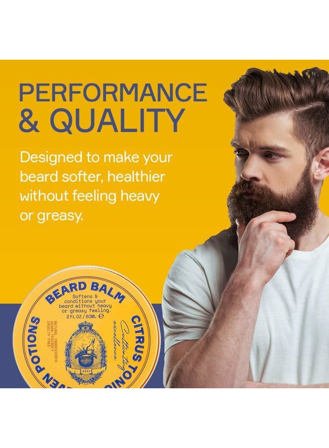 Seven Potions Beard Balm for Men - Conditioning Softener to Nourish Skin and Facial Hair, Stop Beard Itch - All-Natural, Vegan, Cruelty Free - Citrus Tonic (2 FL OZ) - Image 4
