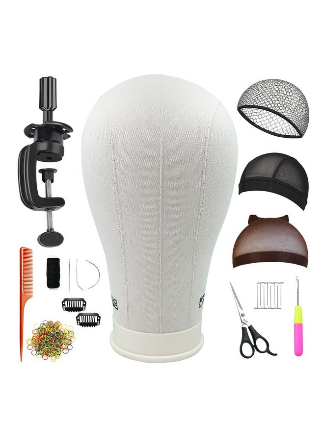 STUDIO LIMITED Polyurethane Canvas Block Head Diy Wig Making Starter Kit 12Pcs Pu Mannequin Head Wig Display And Stand For Wig Styling (24" Set)  - Image 1