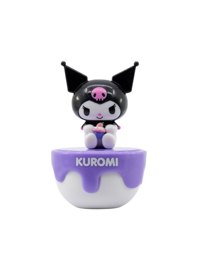 Sanrio تمثال سانريو كورومي القابل للجمع - لعبة صغيرة بتصميم كعكة كب كيك بنفسجية، ديكور مكتبي صغير، تمثال شخصية أنمي، هدية كاواي لمحبي كورومي، مفاجأة كعكة الفراولة، 9 سم - Image 4