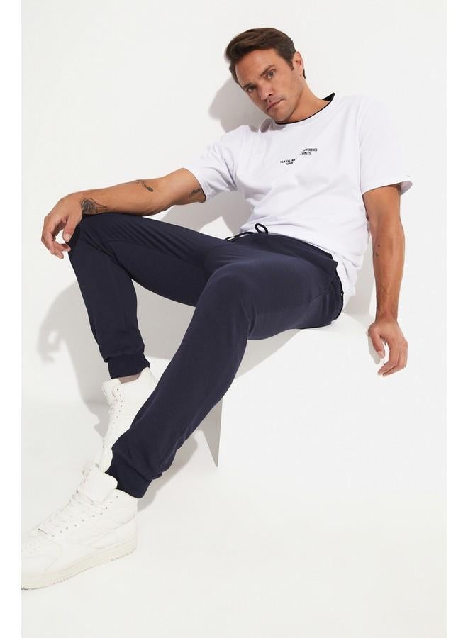 جون بنطلون رياضي رجالي مريح بخصر عادي لون أزرق داكن - Image 3