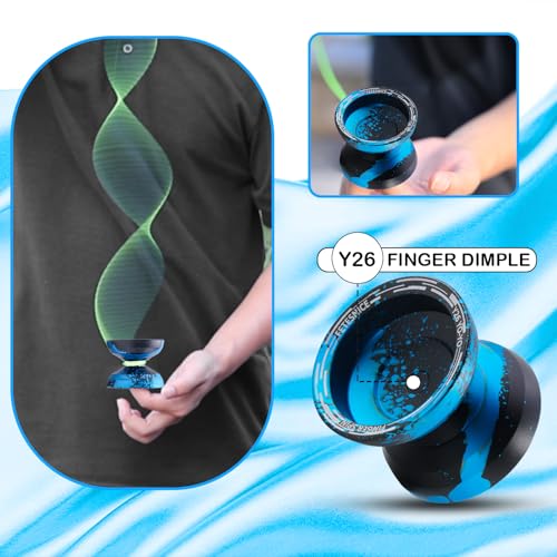 FETESNICE Y26 Professional Butterfly YoYo Dual Mode ResponsiveUnresponsive Finger Spin Yoyo for Kids Adults Competition Players Pro YoYo with 10 Strings Case GlovesBlack Blue - Image 5