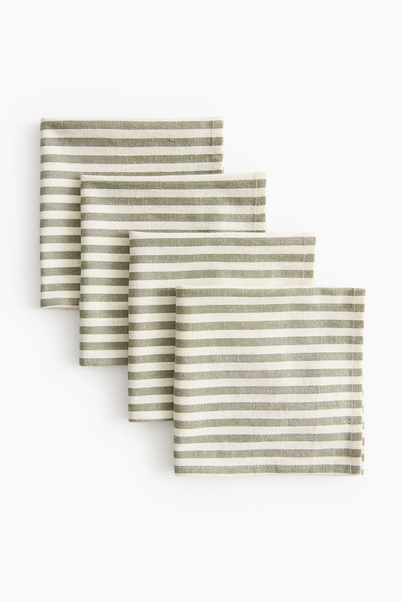 اتش اند ام طقم مناديل قطنية من 4 قطع