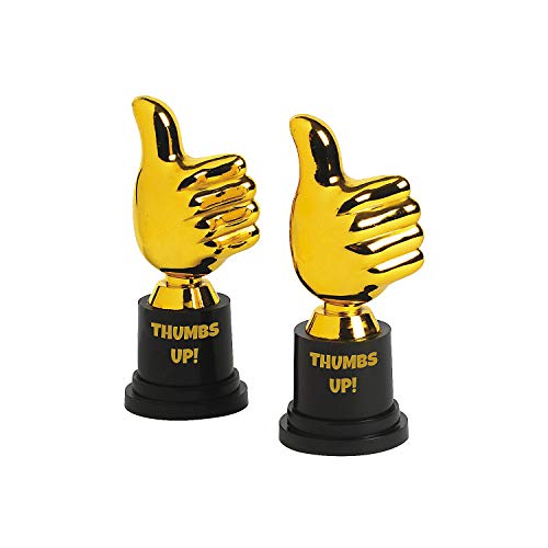 Fun Express Thumbs Up Trophies for Good Job Award - Set of 12 - Classoom Rewards and Staff Appreciation Awards - Image 1