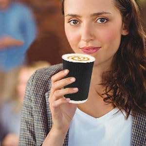 e kysa basics Ripple Paper Disposable Tea/Coffee Cups, Set of 25 pcs, 240 ml - Black - Image 5