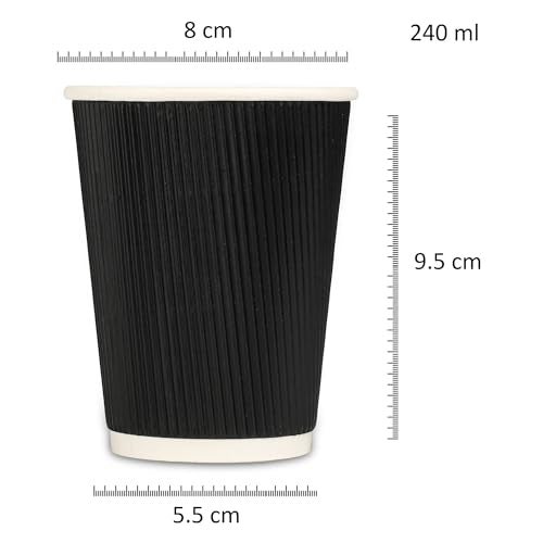 e kysa basics Ripple Paper Disposable Tea/Coffee Cups, Set of 25 pcs, 240 ml - Black - Image 2