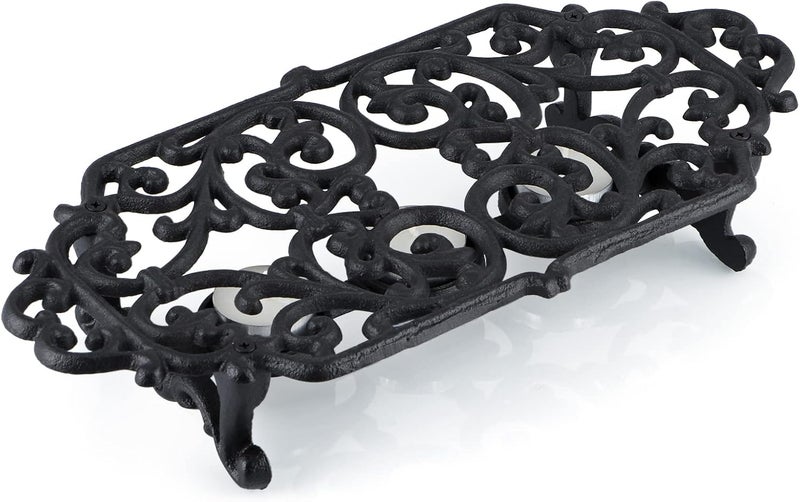MOLIGOU Cast Iron Teapot Warmer, Teapot Warmer Stand with 3 Tealight Candle Holders, Teapot Heater Base - Image 2
