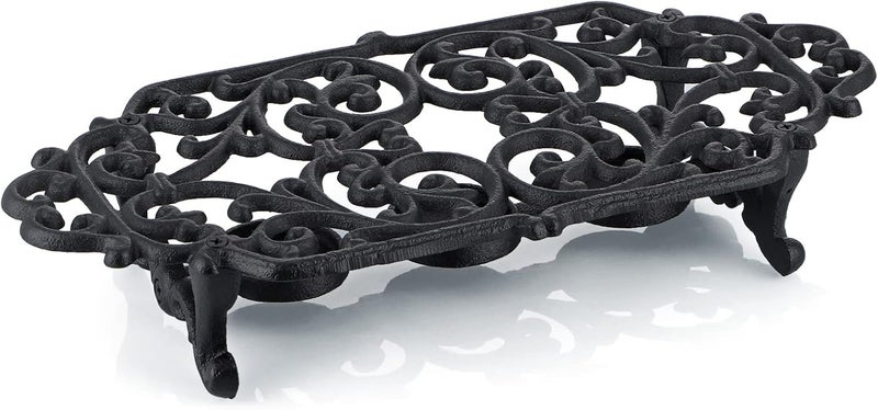 MOLIGOU Cast Iron Teapot Warmer, Teapot Warmer Stand with 3 Tealight Candle Holders, Teapot Heater Base - Image 1