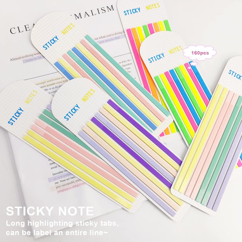 Potanro Sticky Long Tabs 6 Sheet Highlighter Tape 960 Pcs Translucent Sticky Notes Tabs for Annotating Books Bible Study Supplies - Image 2