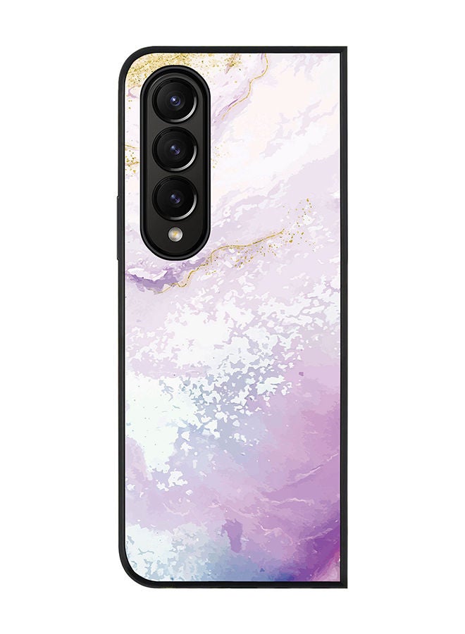 Stylizedd Rugged Black edge case for Samsung Galaxy Z Fold4 Slim fit Soft Case Flexible Rubber Edges Anti Drop TPU Gel Thin Cover - Marble Print Marine - Image 1