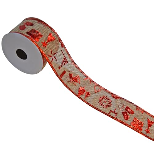 CraftVatika Christmas Ribbons Roll Set of 1 for Christmas Tree Decorations Items for Home, Christmass Hanging Ornaments Xmas Ribbon Rolls for Gift Wrapping Bow Xmas Sewing Packing Material 2.7 Meter (1 Roll) - Image 2