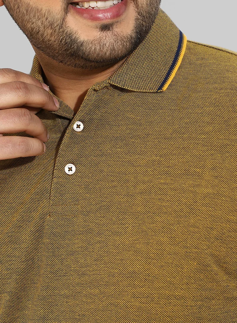 Instafab Plus Men's Solid Olive Green Regular Fit Casual T-Shirt