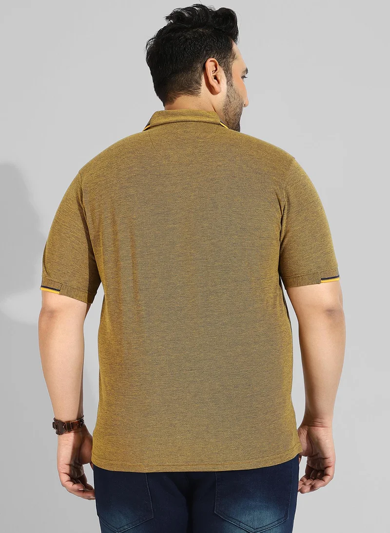 Instafab Plus Men's Solid Olive Green Regular Fit Casual T-Shirt