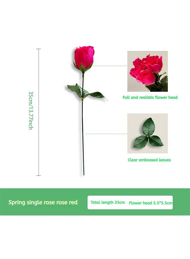 Generic 10 Pieces Red Roses Artificial Flowers,Silk Roses Bouquet Long Stem Roses,Wedding,Party,Home Floral Decor,Valentine's Day Gift(Red/Green) - Image 4