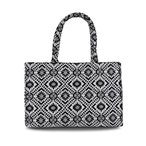 Glowic Totebag | 15 L capacity bag for office, casual and daily use | 1 big compartment and 1 small pocket with zipper clouser | Multicolor cotton fabric bag (Multicolor11) - Image 2