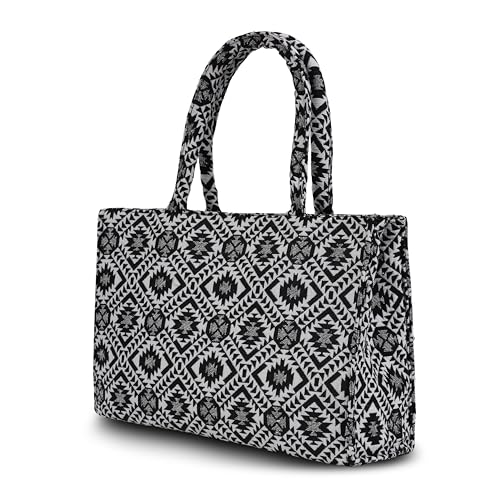 Glowic Totebag | 15 L capacity bag for office, casual and daily use | 1 big compartment and 1 small pocket with zipper clouser | Multicolor cotton fabric bag (Multicolor11) - Image 1