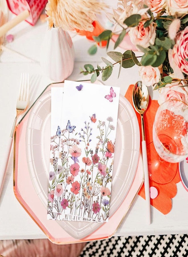 HEIPINIUYE 50 Pieces Spring Floral Paper Napkins 3-ply Wildflower Guest Napkins Disposable Hand Towels for Bathroom Wedding Birthday Valentines Party Dinner Napkins - Image 4