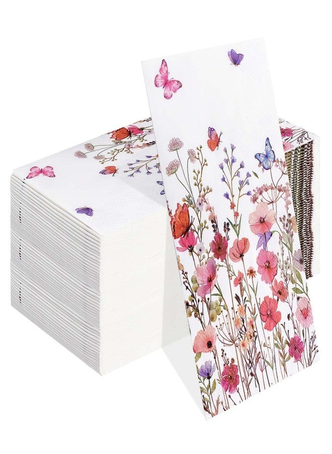 HEIPINIUYE 50 Pieces Spring Floral Paper Napkins 3-ply Wildflower Guest Napkins Disposable Hand Towels for Bathroom Wedding Birthday Valentines Party Dinner Napkins - Image 1