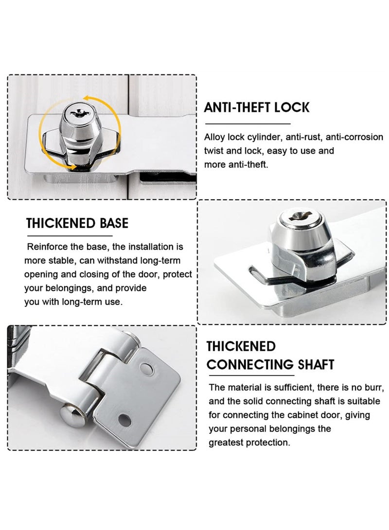Excefore 2 Pack Keyed Hasp 63 mm Door Bolt Latch Buckle Metal Safety Hasp Latches Keyed Chrome Plated Hardware for Doors Front Door, Garage Door, Wooden Box  - Image 3