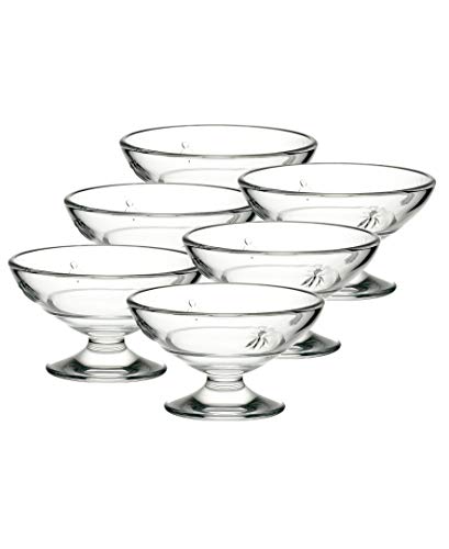 LA ROCHERE La Rochere Napoleon Bee Ice Cream Dishes  Stylish and Versatile Ice Cream Bowl Set of 6  Dishwasher Safe Glassware 65 Oz 
