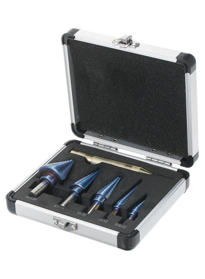 NIBEMINENT 6-Piece HSS Step Drill Bit Set Blue/Silver  - Image 4