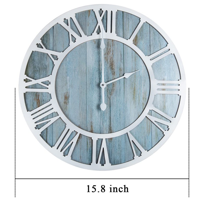 1st owned Wall Clocks for Living Room Decor,16" Vintage,Round Silent Non Ticking,Black Metal,Modern Wood Clocks for Home Bedroom,Kitchen,Garden,Office,Cafe,Modern Wall Decoration -Roman Numerals - Image 3