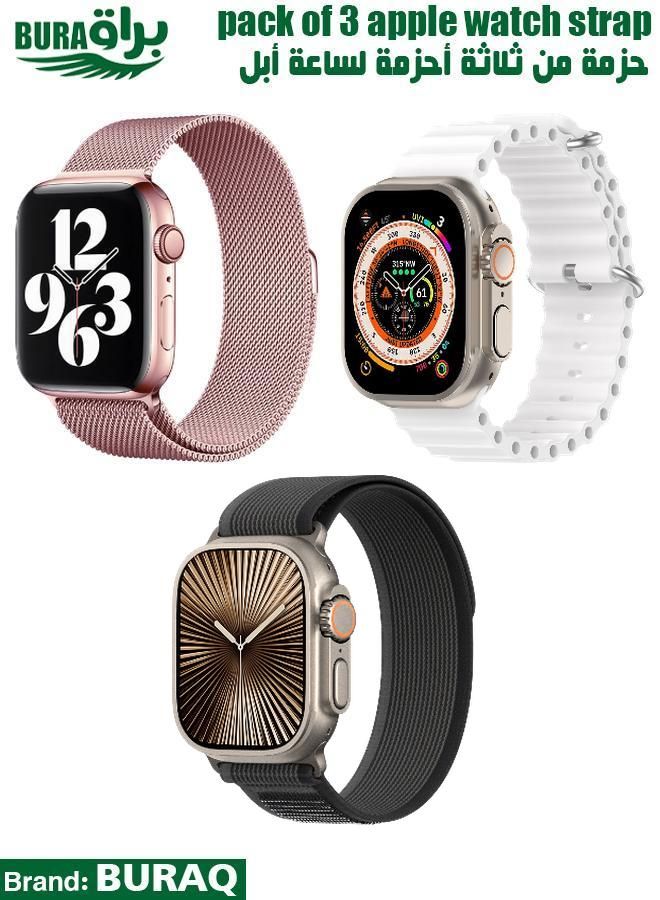 BURAQ Apple Watch Band Strap For Apple Watch Ultra 2/Ultra 49mm, Series 10 46mm, 9/8/7 45mm, SE2/SE/6/5/4 44mm, 3/2/1 42mm