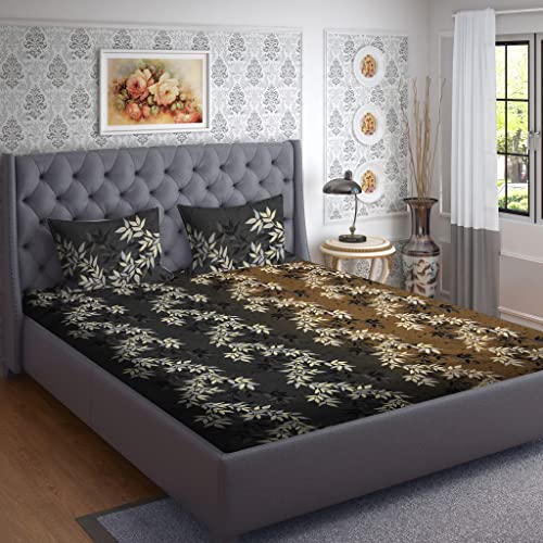 RRC Super Soft Brushed Microfiber Cotton Double Bedsheet with 2 Pillow Covers,90X100(Inches) Bedsheet with 17X27(inches) Pillow Covers,Wrinkle Free,Breathable Bedsheet with Pillow Covers - Image 1
