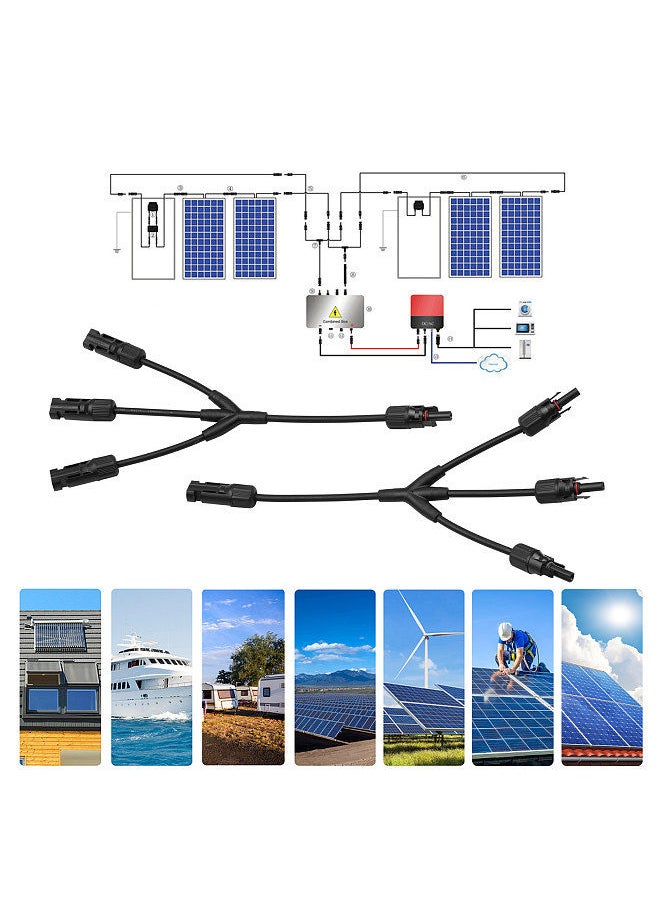 Generic - Y Branch Solar Connectors Parallel Cable Adapter 3-Way Solar Cable Connector Self-locking IP67 Waterproof PV Panel - Image 1