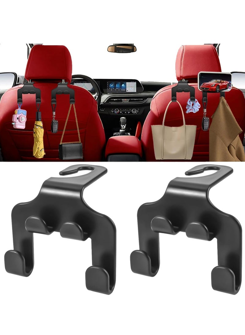 Oasisgalore 2 Pack Universal Car Seat Headrest Hooks, 4-in-1 Back Seat Hanger for Purses, Bags, Phone, Coat - Multifunctional Storage  - Image 1