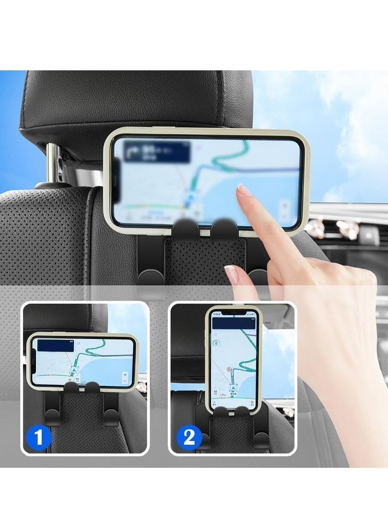 Oasisgalore 2 Pack Universal Car Seat Headrest Hooks, 4-in-1 Back Seat Hanger for Purses, Bags, Phone, Coat - Multifunctional Storage  - Image 3
