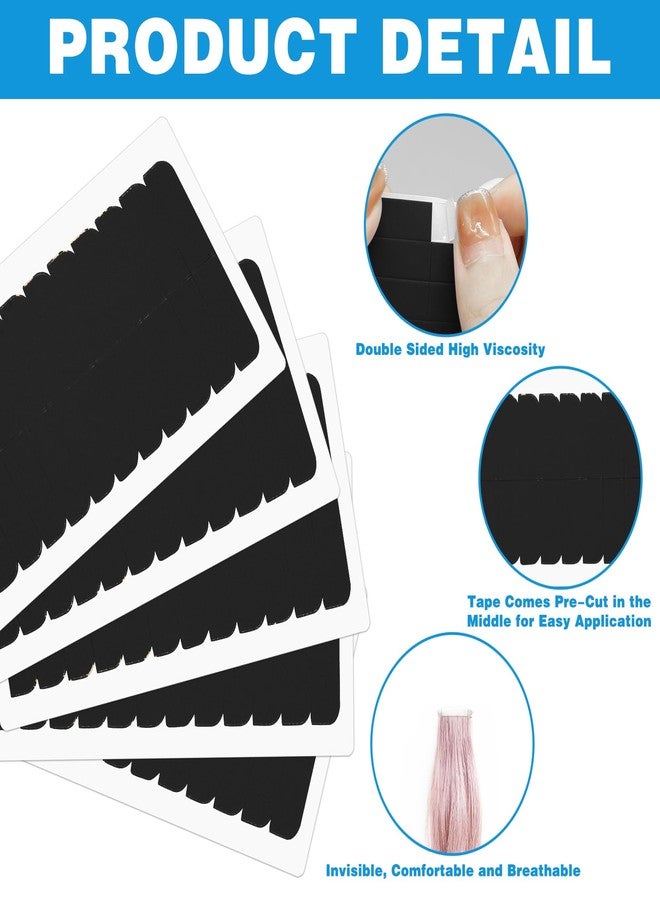 CANIPHA 240Pcs Double Sided Hair Tape Human, Hair Extension Tape, Human Hair Tape Tabs Tape in Extension Replacement Tape Wig Tape, Adhesive Replacement Tape for Hair Extensions Wig Tape Beauty Tools(Black) - Image 4