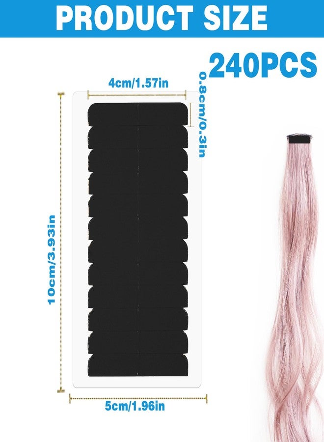 CANIPHA 240Pcs Double Sided Hair Tape Human, Hair Extension Tape, Human Hair Tape Tabs Tape in Extension Replacement Tape Wig Tape, Adhesive Replacement Tape for Hair Extensions Wig Tape Beauty Tools(Black) - Image 2
