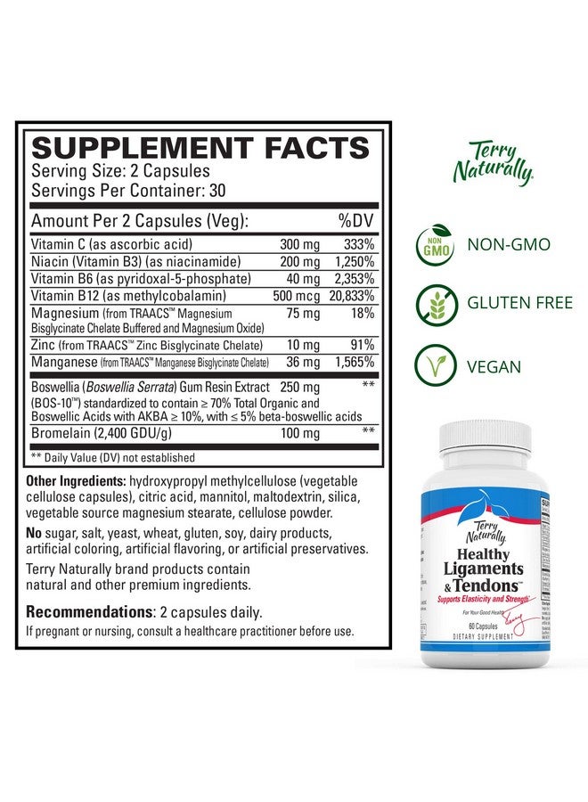 Terry Naturally Healthy Ligaments & Tendons 60 Vegan Capsules Elasticity & Strength Support Supplement Promotes Collagen Production Nongmo Glutenfree 30 Servings - Image 4