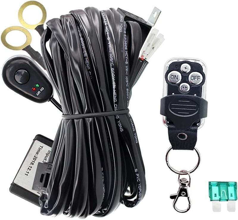 STDYSUN LED Work Lights Bar Remote Wiring Harness Kit - 1 Lead, DC12V 40A, 14AWG Core Cable for Car Fog Lights and Driving Lights - Image 1