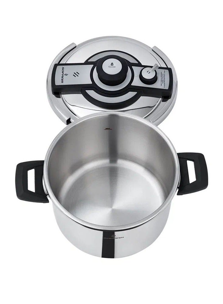 سوفرام 8 لترسم قدر ضغط سوفرام استيل تركي عالي الجودة مقاس 8 لتر silver - Image 4