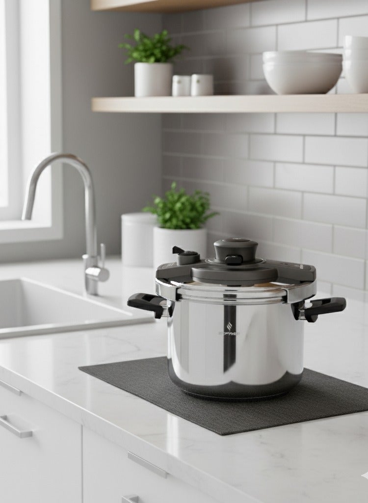 سوفرام 8 لترسم قدر ضغط سوفرام استيل تركي عالي الجودة مقاس 8 لتر silver - Image 2