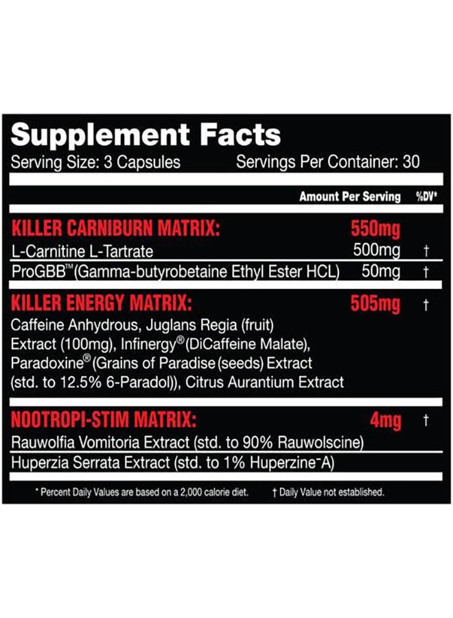 KILLER LABZ Exterminator Fat Burner | 500mg L-Carnitine | 50mg progbb | 4mg Nootropi-Stim | 90 Capsules - Image 2