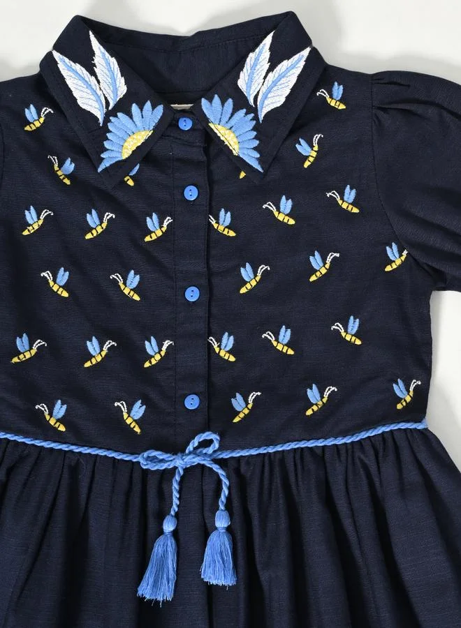 BELLA MODA Embroidered Poplin Dress
