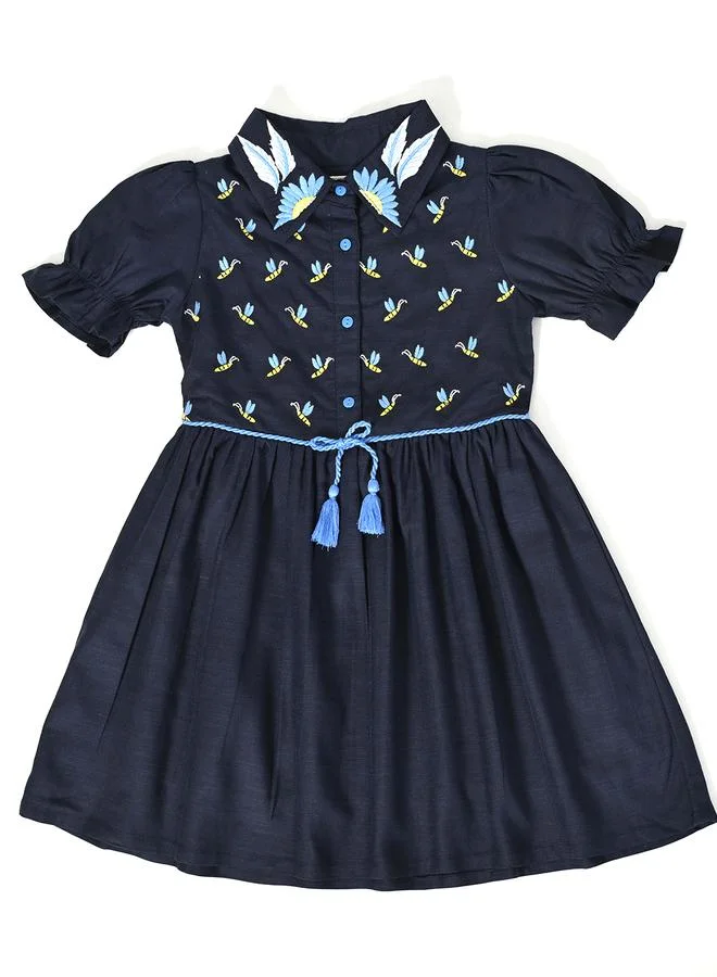BELLA MODA Embroidered Poplin Dress