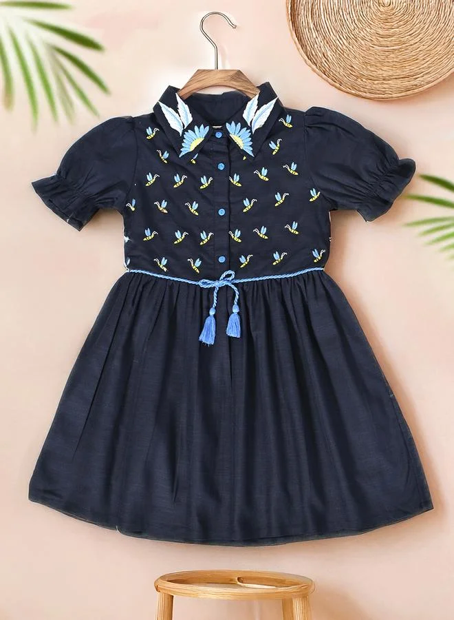 BELLA MODA Embroidered Poplin Dress