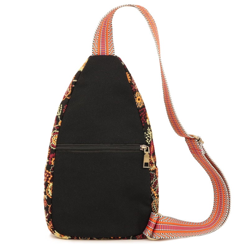 SILKAREA Vintage Embroidered Floral Ethnic Backpack for Women Handbag Shoulder Bag Mini Travel Purse (Embroidered Yellow) - Image 5