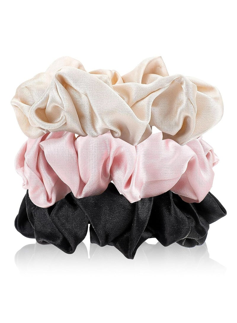 Loquat 3 Pcs Mulberry Silk Scrunchies, Soft Satin Hair Ties, Large No-Damage Ponytail Holders, Hair Accessories Gift Set - Image 1