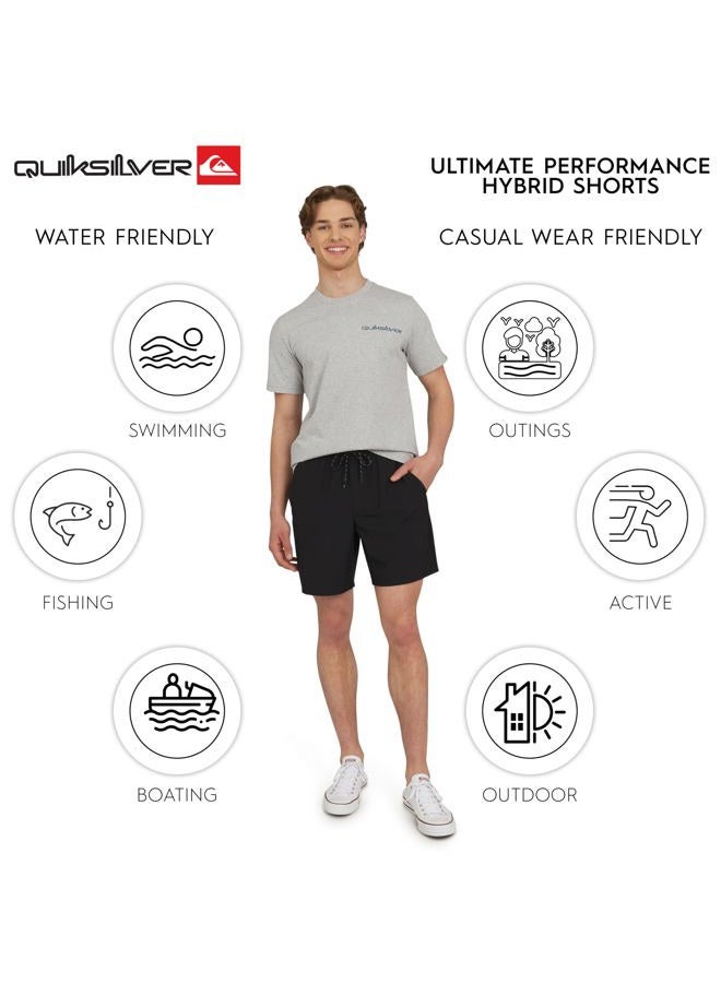QUIKSILVER شورتات هجينة نشطة للرجال بقصة عادية وخصر مرن ومناسبة للماء (S-XXL)، أسود، L - Image 3