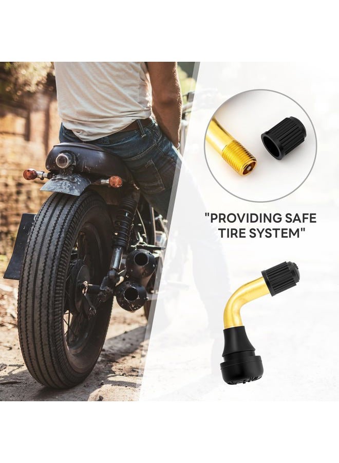 PaoWin PVR50 Valve Stem Bent 90 Degree Angled, Brass Stem, Snap-in Rubber Base (Pair 2pcs), Tubeless Tire Rim, Motorcycle Scooter ATV (Applicable Diameter 8.8mm) - Image 2