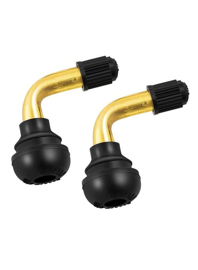 PaoWin PVR50 Valve Stem Bent 90 Degree Angled, Brass Stem, Snap-in Rubber Base (Pair 2pcs), Tubeless Tire Rim, Motorcycle Scooter ATV (Applicable Diameter 8.8mm) - Image 1